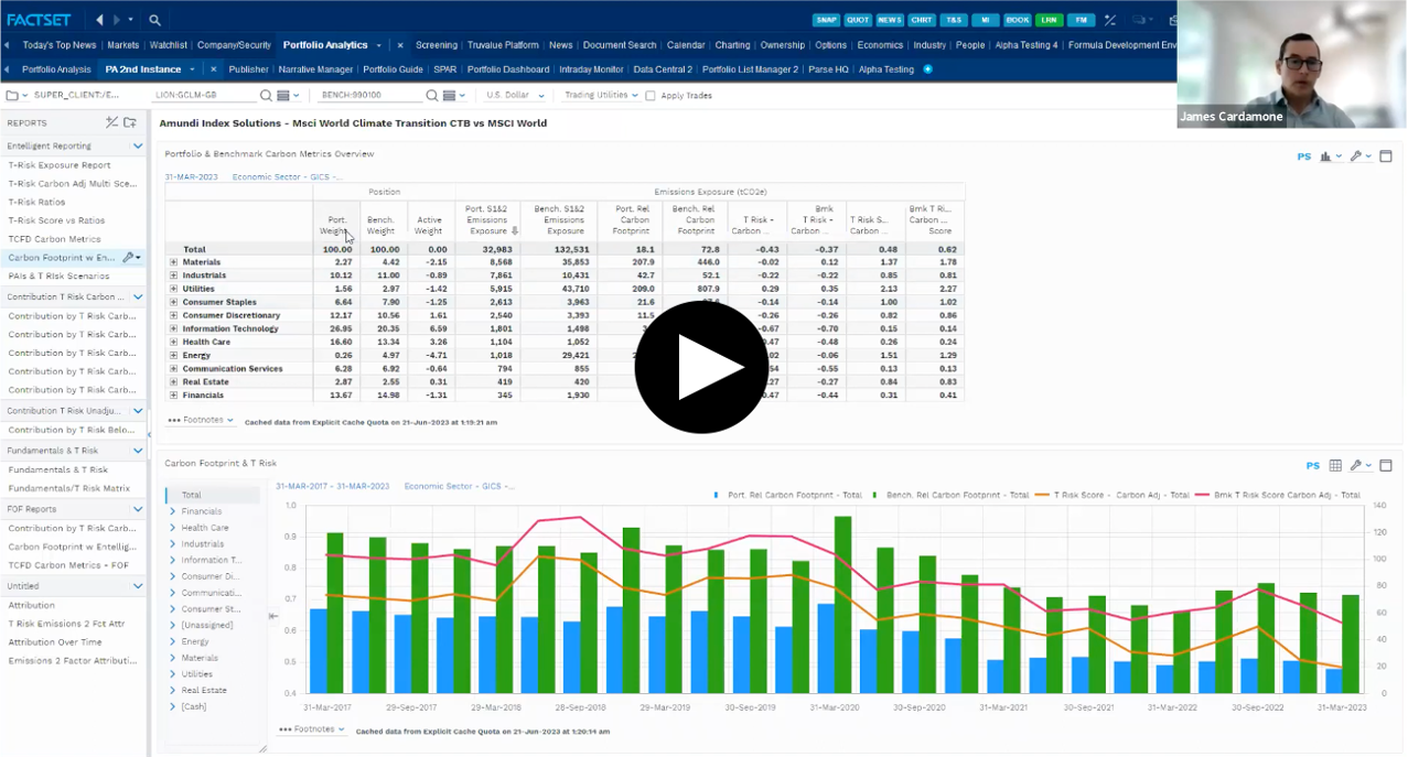 Live Demo of T-Risk on FactSet: Scenario Analysis,  Stress Testing and More